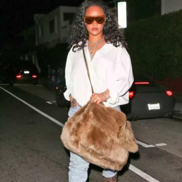 SAINT LAURENT POLAIRE SHEARLING LEATHER TRIMMED OVERSIZED NIKI CHAIN BAG NWT - Picture 2 of 9